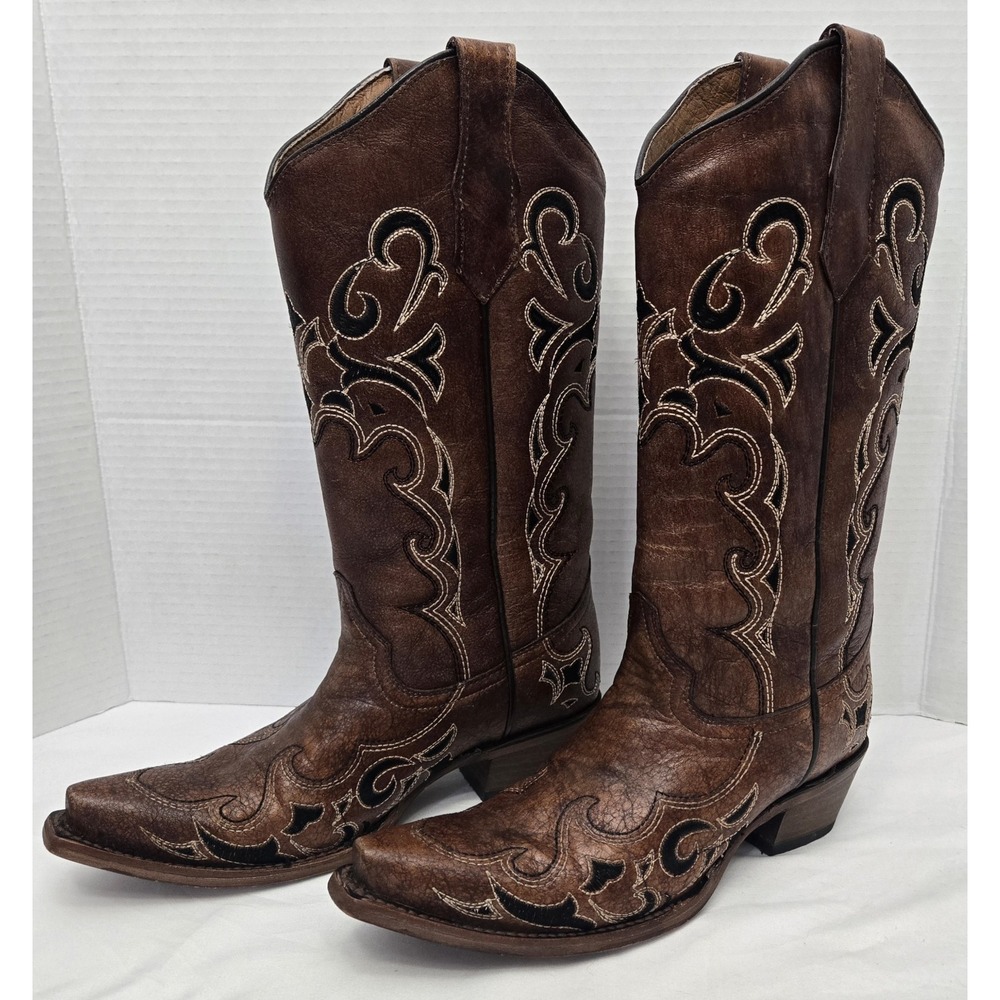 Circle G by Corral Womens Side Embroidery Snip Toe Leather Western Boots L5247 - Picture 7 of 16